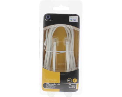 Q-Link RJ11 aansluitkabel, twee meter, in verpakking