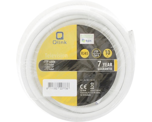 Q-Link televisie kabel, FTP kabel, RJ45 aansluiting, Categorie 6, 10 meter