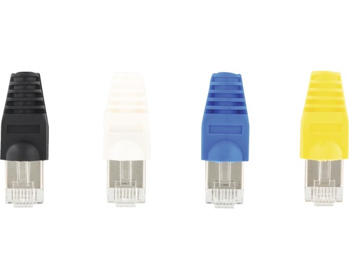 Vier kleurgecodeerde RJ45-connectoren
