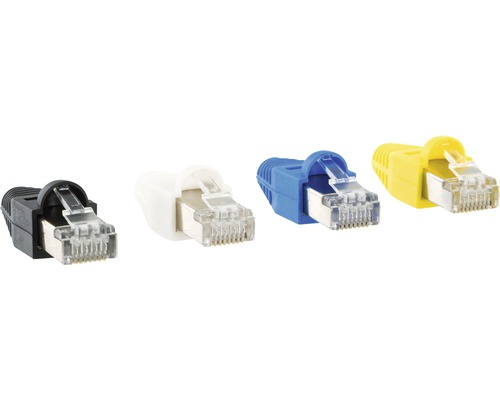 Gedetailleerde weergave van veelkleurige RJ45-stekkers