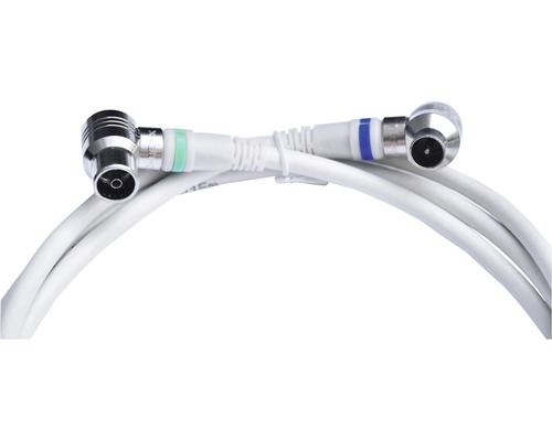 TECHNETIX Coax aansluitkabel wit 1,5 meter Satellietkabel met hoekstekkers