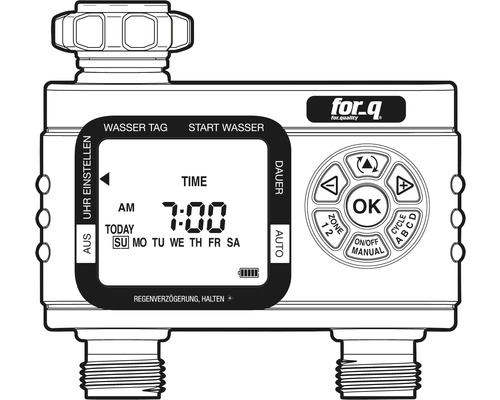 For-q watercomputer voor tuinberegening met digitale tijdweergave