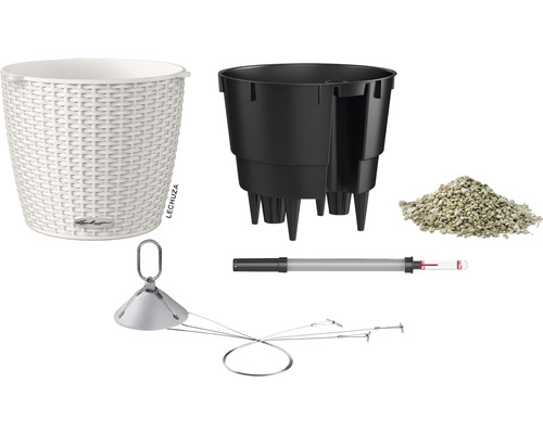 Complete Lechuza plantenbak set met plantinzet, substraat en waterniveau-indicator