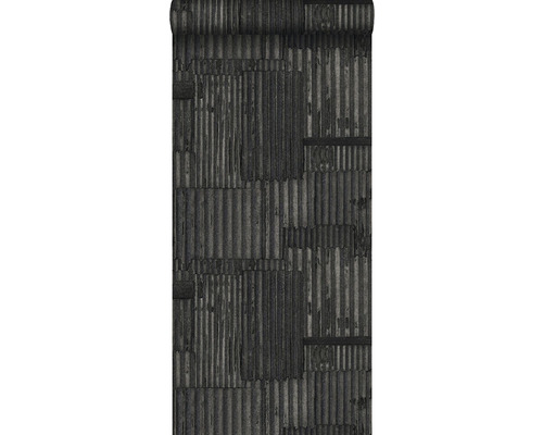 ORIGIN Vliesbehang 347617 Matières - Metal industriële golfplaten zwart