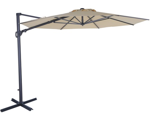 SOLUNA Zweefparasol Orléans met kruisvoetstandaard ecru Ø 300 cm SOLUNA Zweefparasol Orléans met kruisvoetstandaard ecru Ø 300 cm