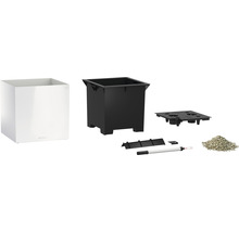 Complete plantenbakset met plantenbak, binnenpot, bewateringssysteem, waterniveau-indicator en plantensubstraat