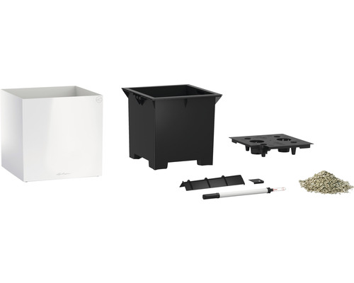 Complete plantenbakset met plantenbak, binnenpot, bewateringssysteem, waterniveau-indicator en plantensubstraat