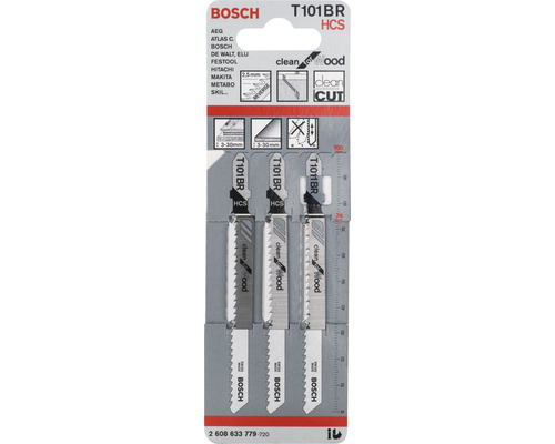 Bosch decoupeerzaagbladen T101BR HCS voor zuivere houtsneden, 3 stuks