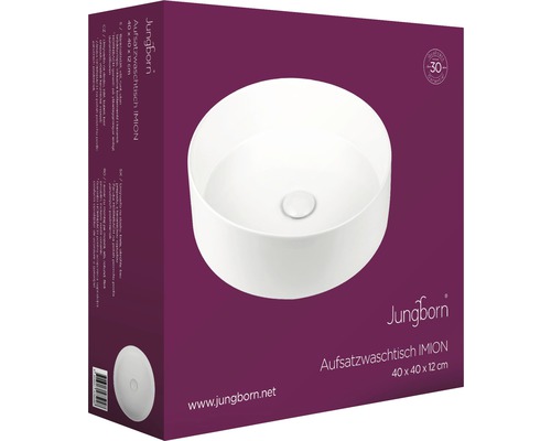 Jungborn wastafel IMION 40 x 40 x 12 cm in productverpakking