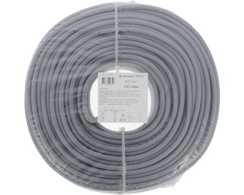Grijze XMVK buitenkabel 2x2,5 mm² met een lengte van 100 meter