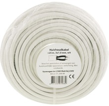 Witte huishoudkabel met een lengte van 25 meter en een diameter van 3x1,0 millimeter.