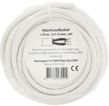 Witte elektriciteitskabel, circa 10 meter, 3x1,0 millimeter