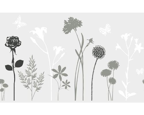 D-C-FIX Raamfolie statisch premium Blossom grijs 45 cm breed per strekkende meter Bloemen en vlinders patroon