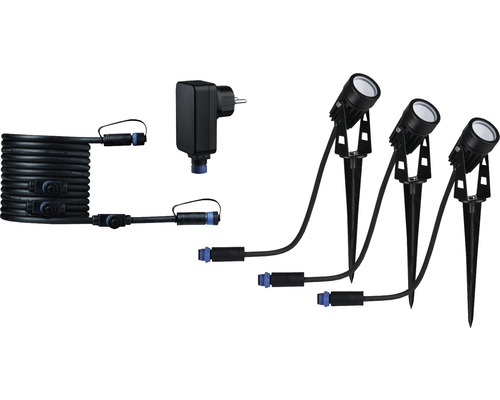 Tuinspotset met stekker, kabel en drie spots