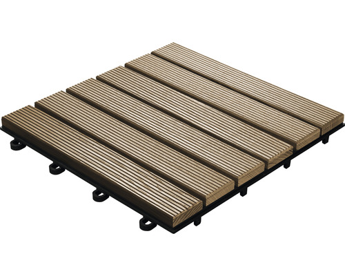 Gimisgu WPC tegels, 30 x 30 cm, WPC terrastegels, vloerbedekking, kliktegels, weerbestendig, met drainagefunctie, terrasplanken voor balkon, terras, 44 stuks/4 m², bruin