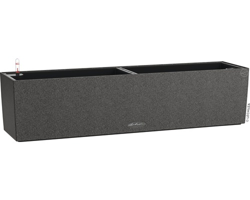 LECHUZA All-in-One Set Balkonbak Stone Balconera Kunststof zwart 79x19x19 cm Grijze plantenbak met waterniveau-indicator
