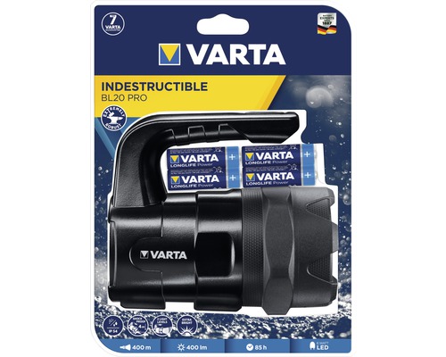 Varta Indestructible BL20 Pro zaklamp met batterijen in verpakking