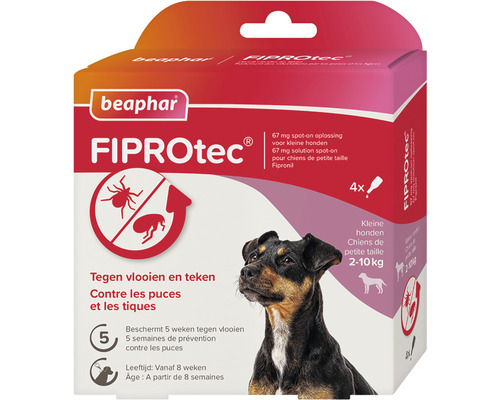 BEAPHAR Fiprotec Anti teken en vlooien hond 2 - 10 kg, 4 pipetten