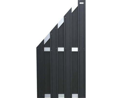 ELEPHANT Schutting Design schuin WPC FSC antraciet/aluminium 90x93/180 cm Kunststof privacyscherm voor buiten