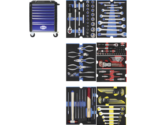 Gevulde gereedschapswagen met gereedschapset