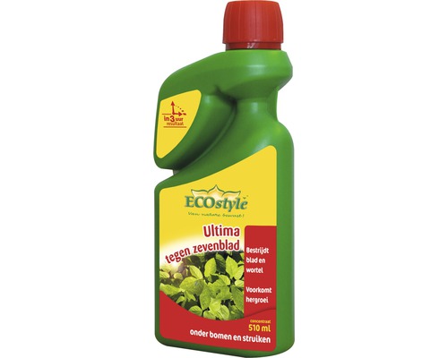 ECOSTYLE Ultima tegen zevenblad concentraat 510 ml ECOstyle Ultima onkruidverdelger in groene fles met rode dop