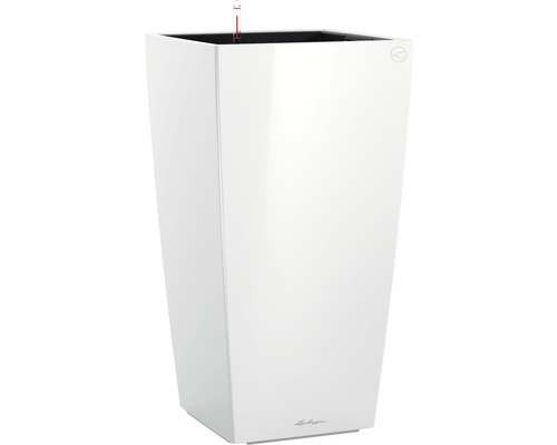 LECHUZA All-in-One Set Plantenbak Cubico Kunststof Wit 50 cm x 50 cm x 95 cm Hoge, vierkante plantenbak met irrigatiesysteem