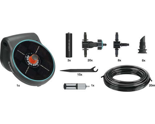 Gardena vakantie bewateringsset met watercomputer, batterijen, druppelaars, verbindingsstukken en slang