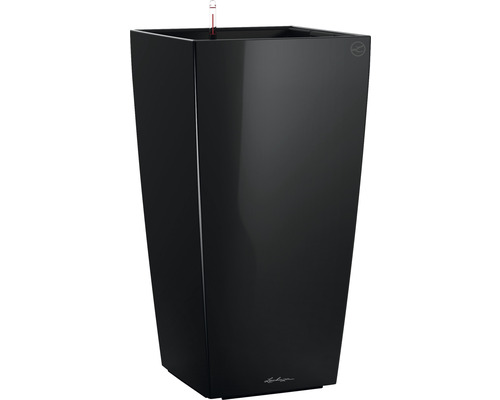 LECHUZA All-in-One Set Plantenbak Cubico Kunststof Zwart 50 cm x 50 cm x 95 cm Hoge, zwarte plantenbak met waterniveau-indicator.