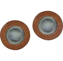 Twee ronde filterschijven met metalen rooster