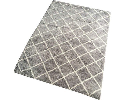 Grijs vloerkleed met ruitpatroon