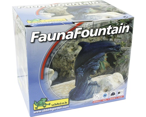 Verpakking van een FaunaFountain tuin fontein decoratie met dolfijn motief