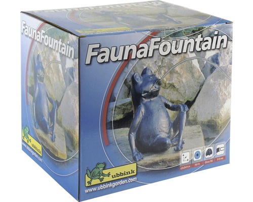 Verpakking van een Fauna Fountain met kikker ontwerp van Ubbink