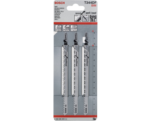 Bosch decoupeerzaagbladen T344DF, set van drie stuks, geschikt voor hardhout