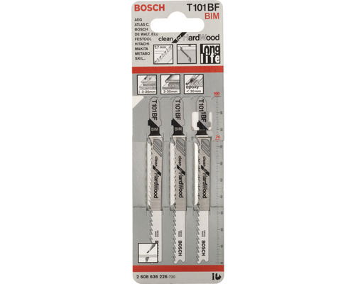 Bosch decoupeerzaagblad T101BF BIM voor zuivere zaagsneden in hardhout, 3 stuks