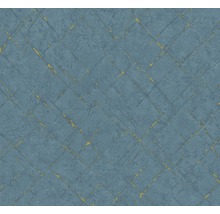 Blauw behang met geometrisch patroon