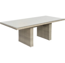 Tuintafel met glazen blad en rotanlook