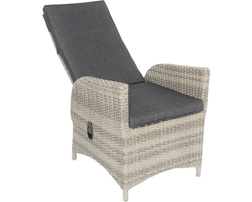 Tuinstoel van polyrotan met verstelbare rugleuning en kussens