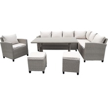 GARDEN PLACE Diningset Madeira 6-zits, 6-delig lichtgrijs incl. tafel en zitkussens
