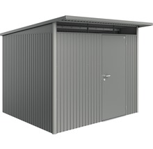 Metalen tuinhuis met deur voor de tuin