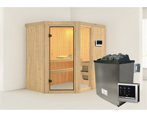 Sauna met saunakachel en saunabesturing