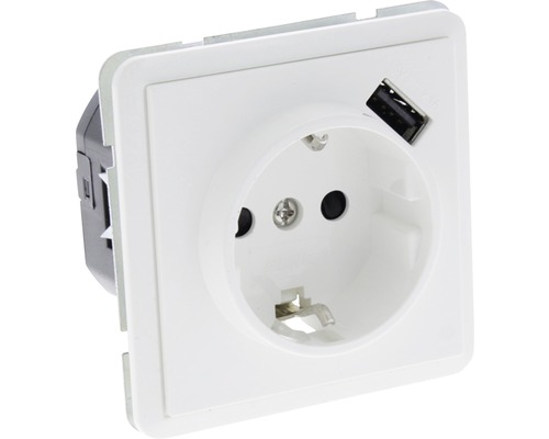 PEHA Standard Stopcontact 1-voudig RA met USB-A zuiverwit 80.6511.02 Si USB Stopcontact met USB-aansluiting