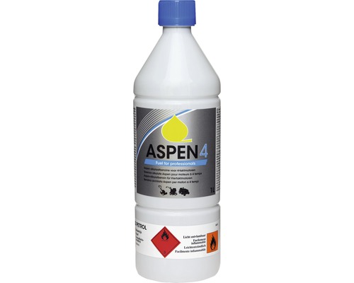 ASPEN Alkylaat benzine 4-takt, 1 liter, voor tuinmachines Aspen 4-takt brandstof in een 1 liter fles