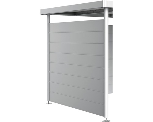 BIOHORT Zijwand tbv dakaanbouw berging HighLine H4 zilver metallic 237x2,5x181 cm