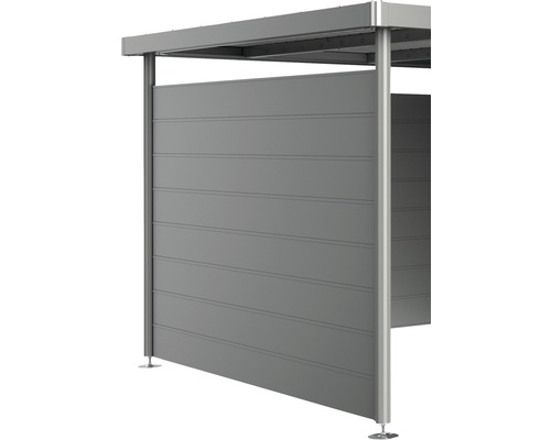 BIOHORT Zijwand tbv dakaanbouw berging HighLine H5 kwartsgrijs metallic 277x2,5x181 cm