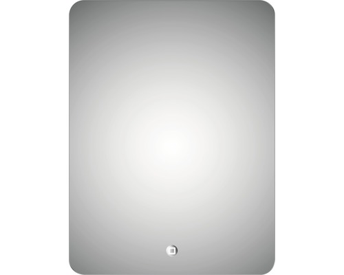 Rechthoekige badkamerspiegel met afgeronde hoeken en bedieningselement