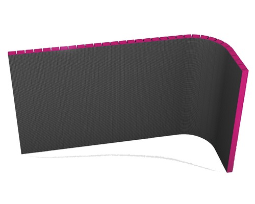 Grijze scheidingswand met gekleurde rand