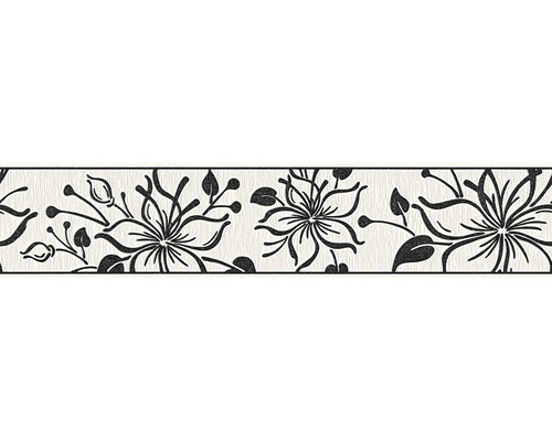 A.S. CRÉATION Behangrand zelfklevend 3466-29 Only Borders bloemen glitter zwart/wit 5 m x 13 cm
