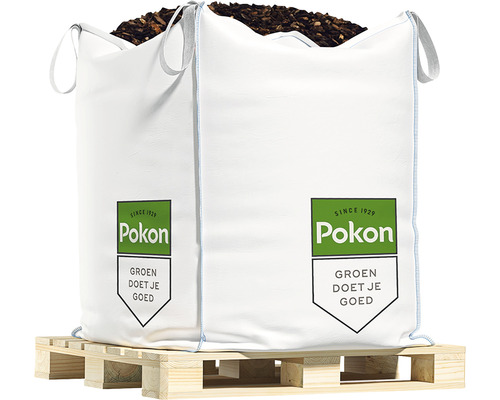 Twee big bags met schorsmulch op een pallet