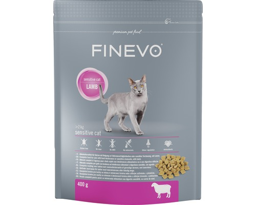 FINEVO Kattenvoer droog Sensitive lam 0,4 kg Finevo Kattenvoer Lam voor gevoelige katten, verpakking van 400 gram