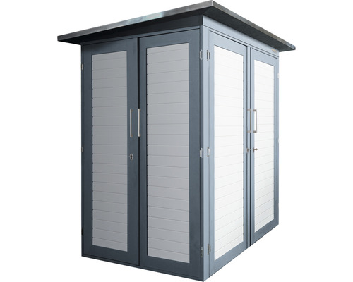 Tuinkast met twee deuren en lamellenlook